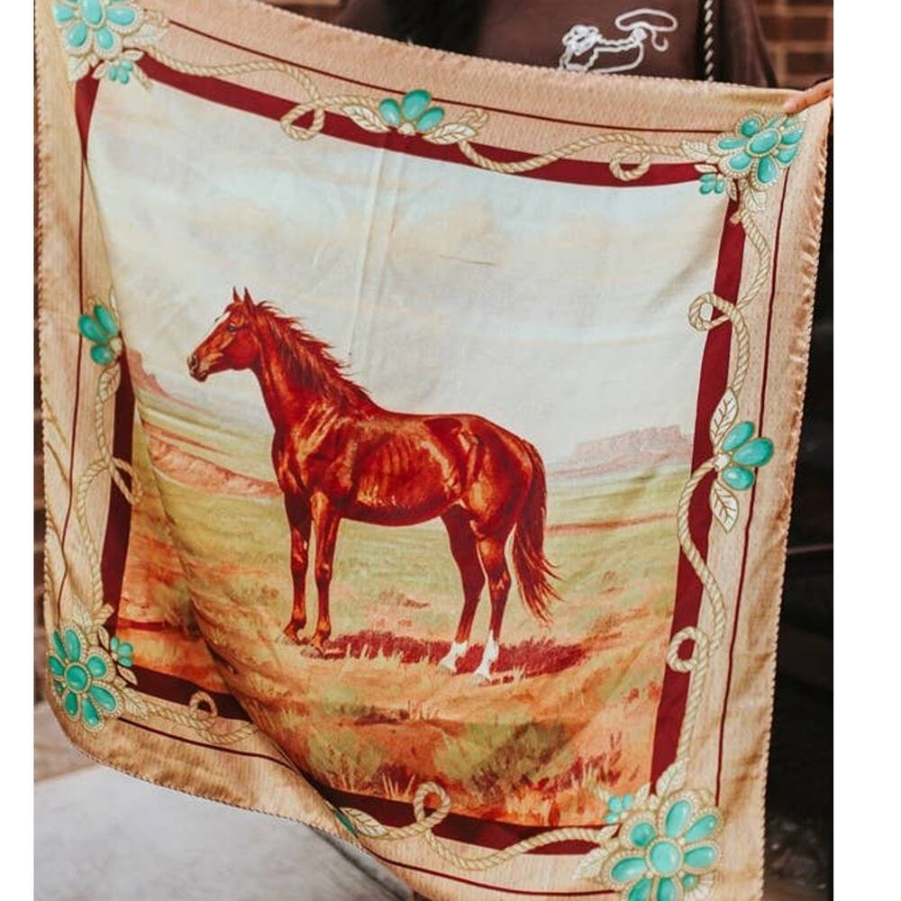 Horizon Vintage Look Horse Double-Sided Wild Rag — Western Scarf